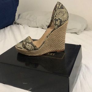 colin stuart snake print wedges